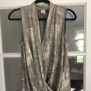 Anthropologie Gold Shimmer Sleeveless Shirt